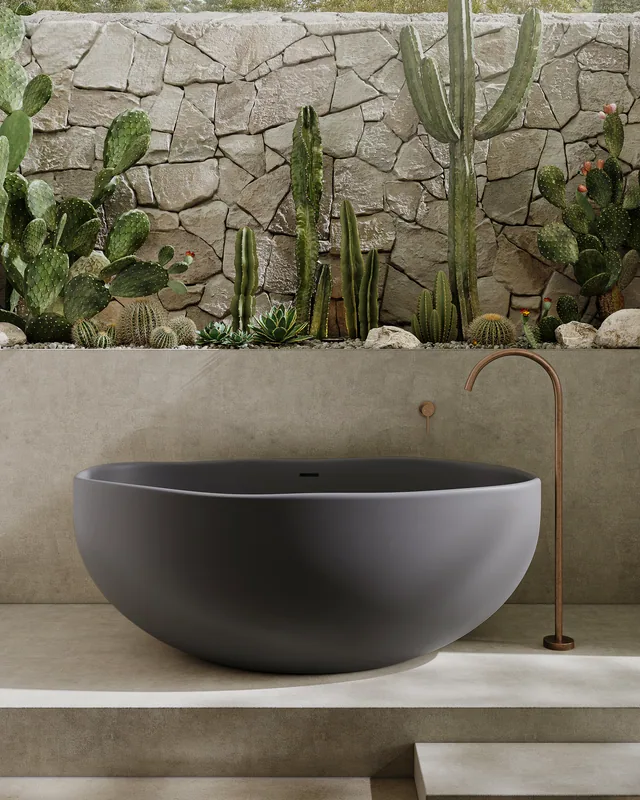 The same set with a grey tub, aged bronze