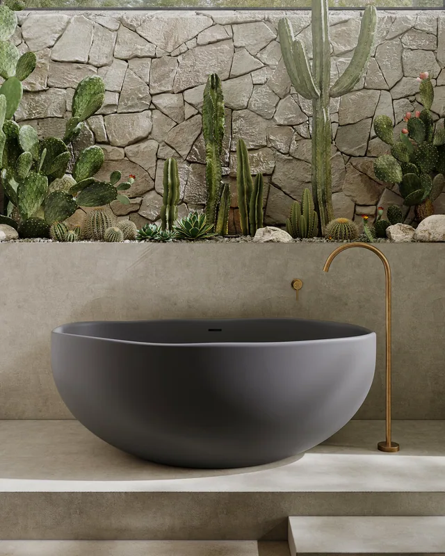 The same set with a grey tub, aged gold