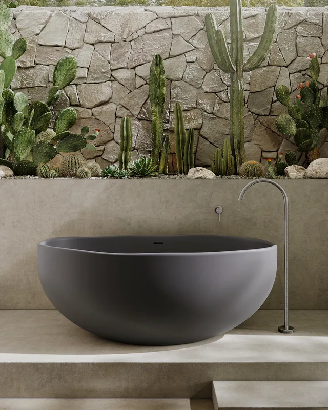 The same set with a grey tub, aged steel