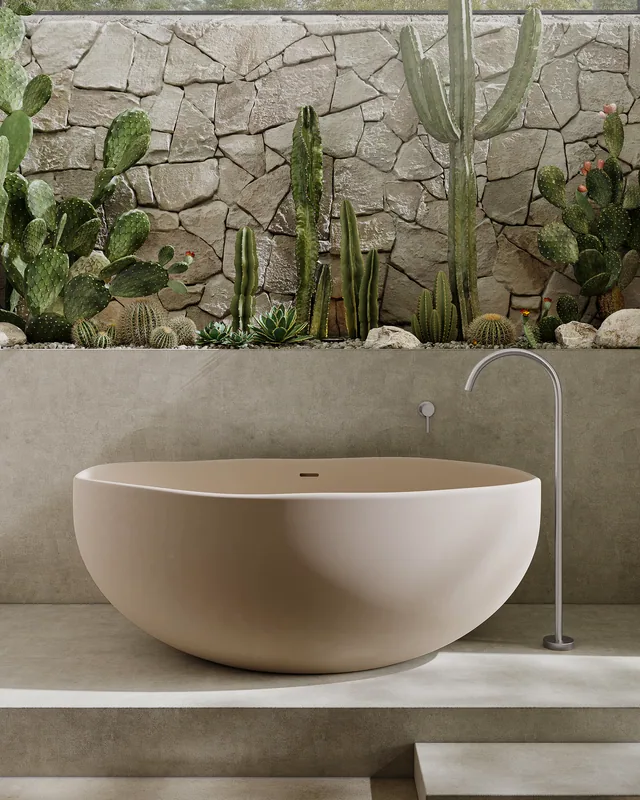 The same set with a almond tub, stainless
